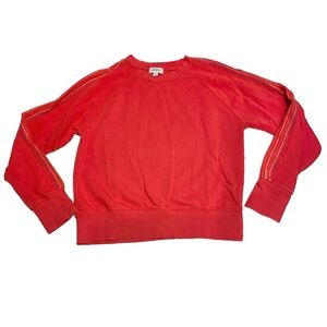 Evereve Coral Pink Sweatshirt With Multicolored Stripes Women’s Size Small